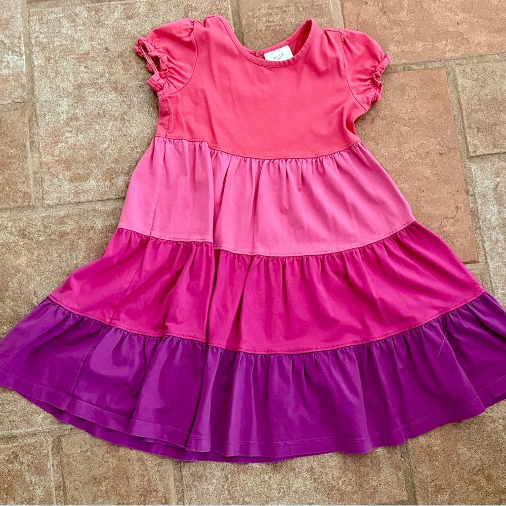 Hanna Andersson Pink and Purple Tiered Kids Dress